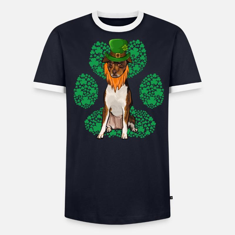 Leprechaun Jouet Fox Terrier St Patricks Day Shamroc T-shirt contrasté Homme