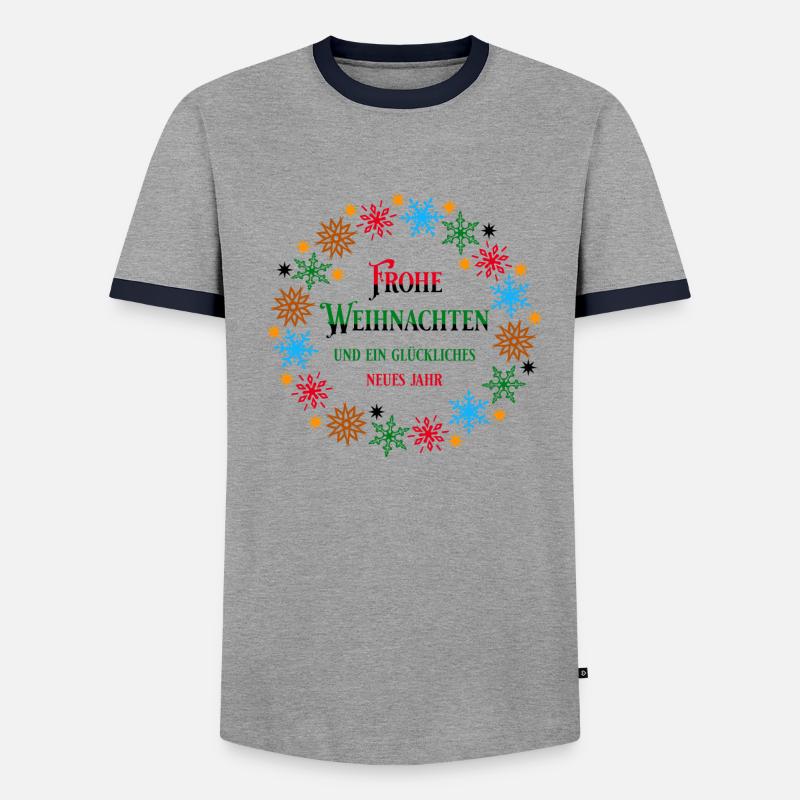 Weihnachtskranz w H - Männer Kontrast-T-Shirt - Grau meliert/Schwarz