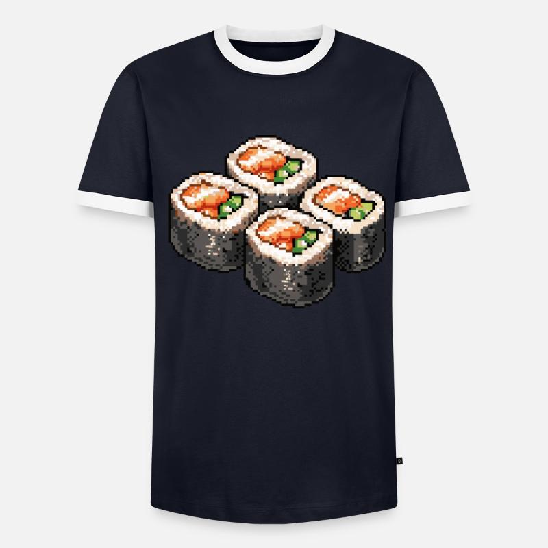 Sushi Pixel Symbol Männer Kontrast-T-Shirt