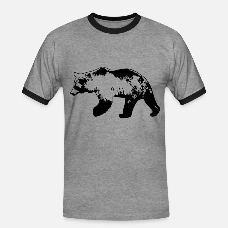Grizzly Bear Bear - Men's Ringer Shirt - heather grey/black