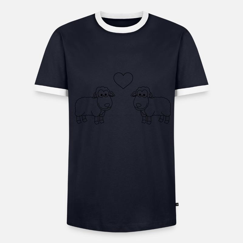 Schaf Comic Paar Liebe - Männer Kontrast-T-Shirt - undefined