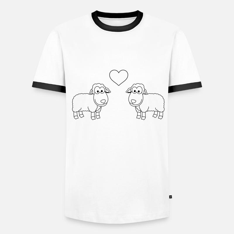 Schaf Comic Paar Liebe Männer Kontrast-T-Shirt