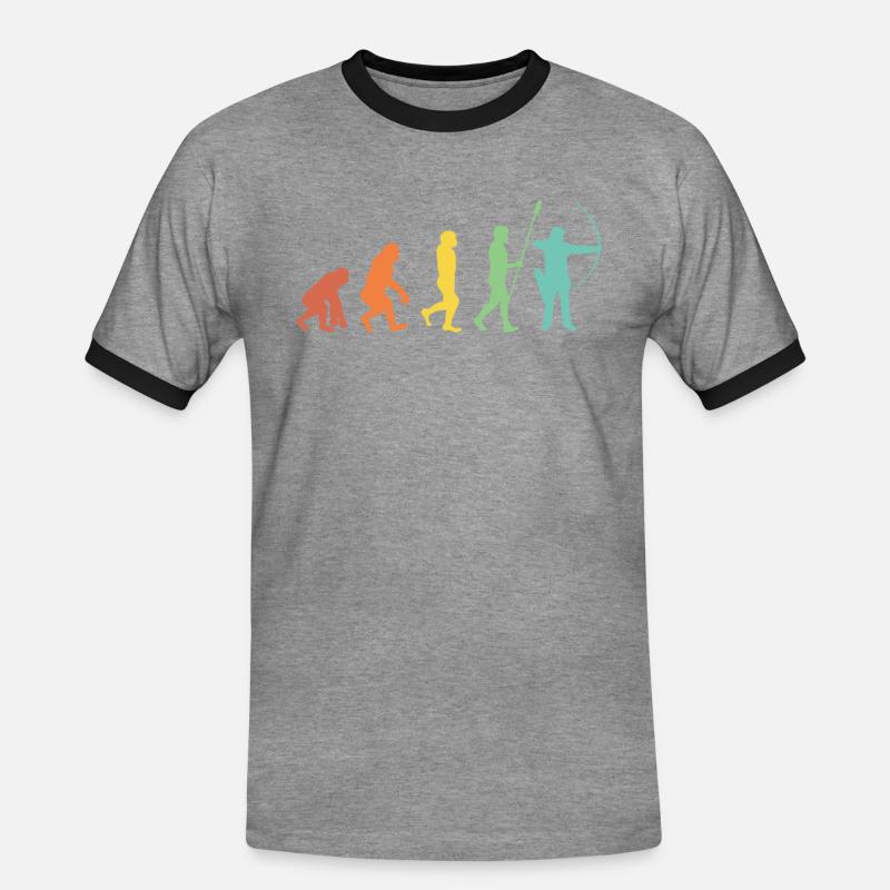 Evolution Bogenschießen Bogenschütze Pfeil Bogen - Männer Kontrast-T-Shirt - Grau meliert/Schwarz