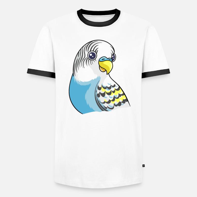 Belle conception de perruche bleue T-shirt contrasté Homme