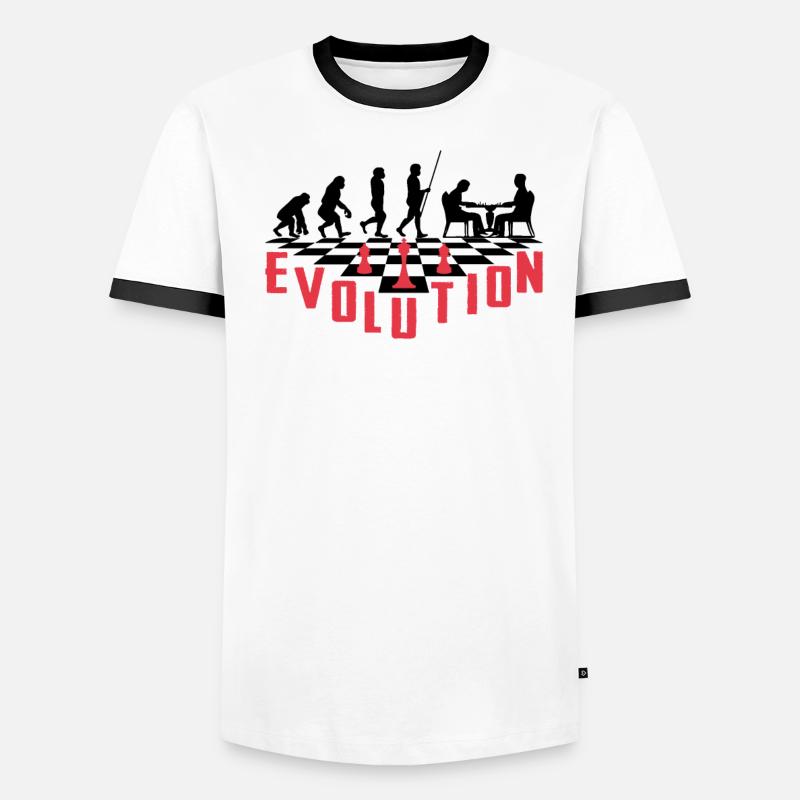 Die Evolution des Schachs Männer Kontrast-T-Shirt