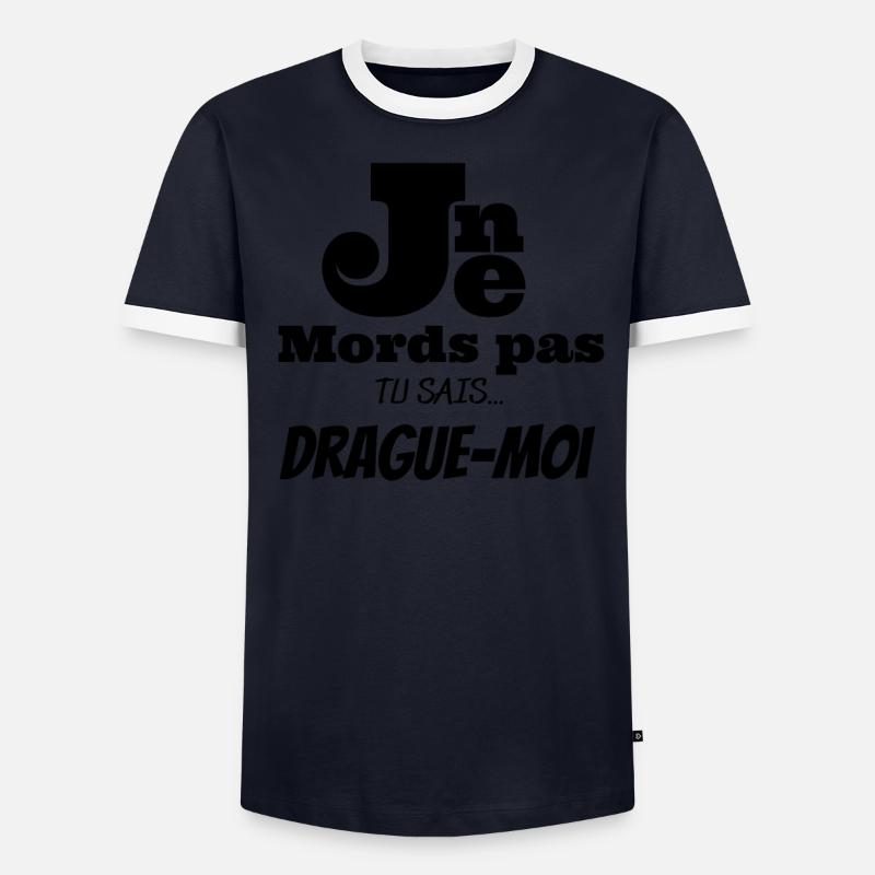 Je ne mords pas , drague-moi! T-shirt contrasté Homme