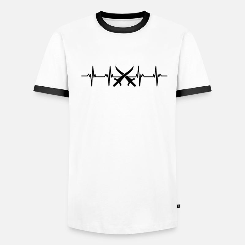 Sword Fighting Sword Blade Lance Sabre Dagger T-shirt contrasté Homme