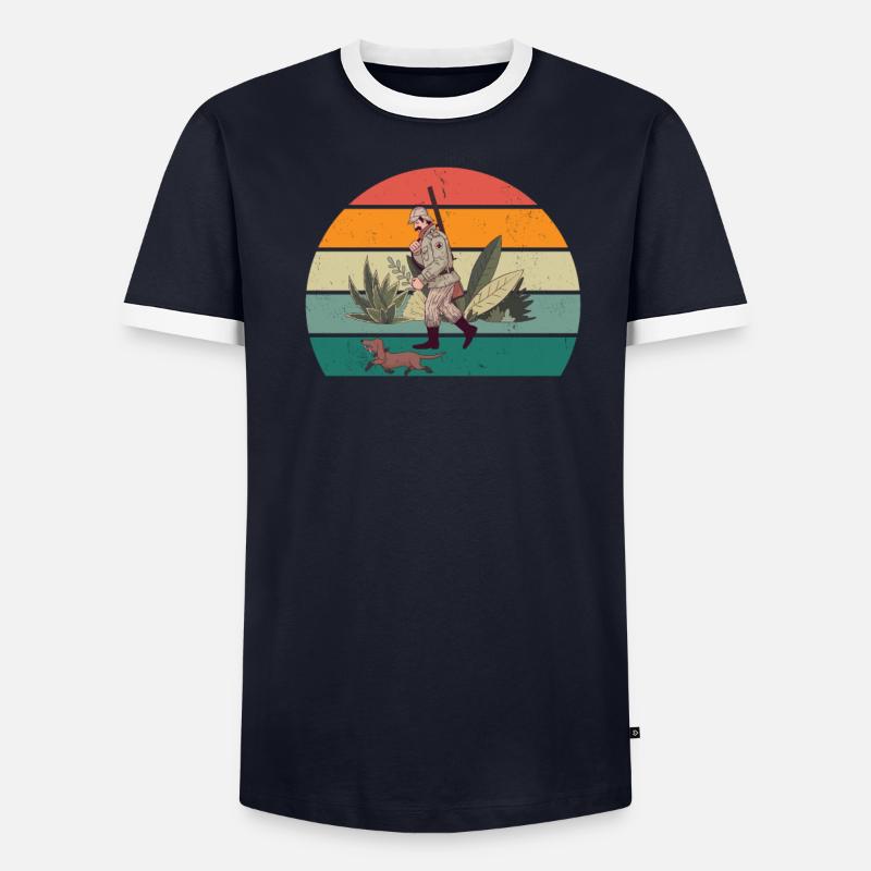 Chasse Chasseur Chasse Corn Gibier forestier forestier T-shirt contrasté Homme