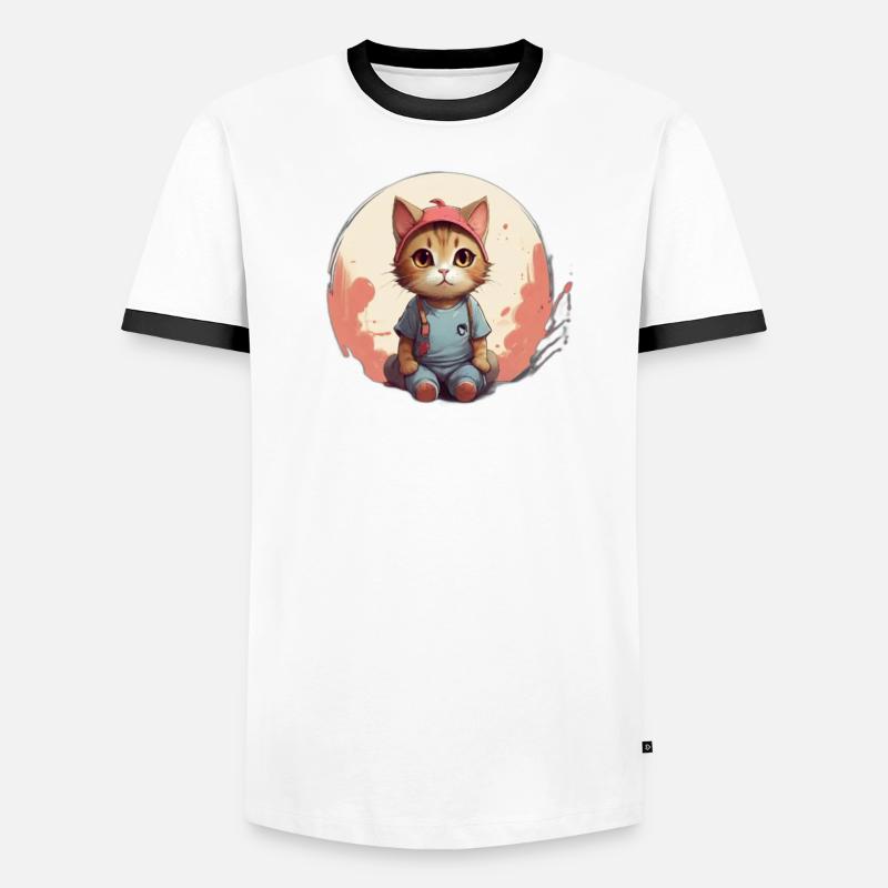Design de chat mignon T-shirt contrasté Homme