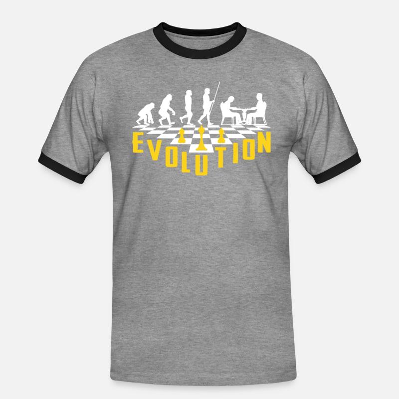 Die Evolution des Schachs - Männer Kontrast-T-Shirt - Grau meliert/Schwarz