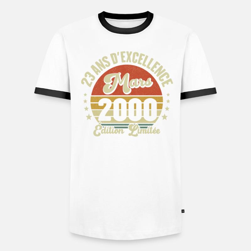 23 Ans D'excellence Mars 2000 Édition Limitée T-shirt contrasté Homme