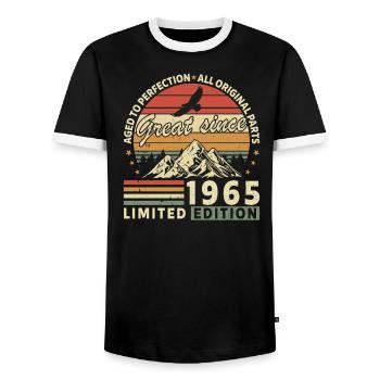Vintage 1965 Birth Legend - Männer Kontrast-T-Shirt - Schwarz/Weiß - Vorne - AI Model Female 172 light (172cm) & AI Model Male 178 light (178cm)