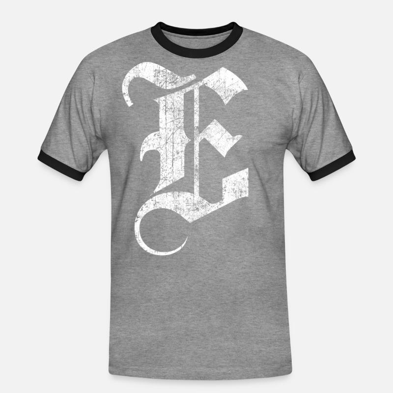Tshirt alphabet initial E - T-shirt contrasté Homme - gris chiné/noir