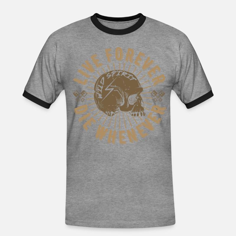Live Forever Skull - Männer Kontrast-T-Shirt - Grau meliert/Schwarz