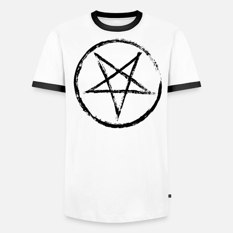 Abgenutztes Pentagramm Männer Kontrast-T-Shirt