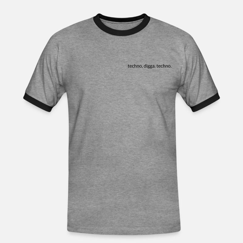 Techno, Digga. Techno. - Männer Kontrast-T-Shirt - Grau meliert/Schwarz
