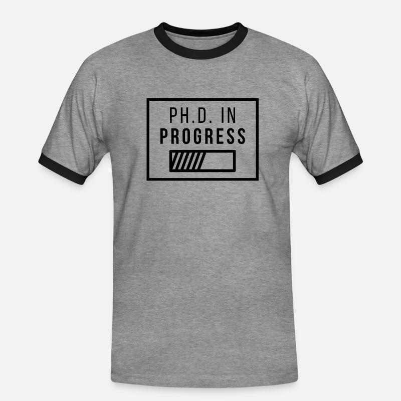 Ph.D. in Progress | PhD Geschenk - Männer Kontrast-T-Shirt - Grau meliert/Schwarz