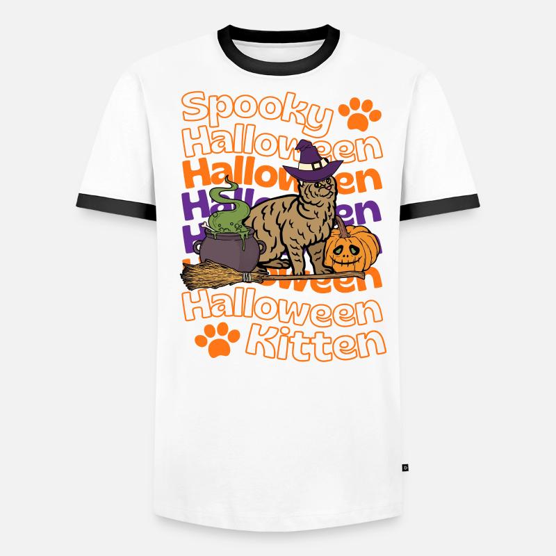 Pixie bob Katze Halloween Spooky Halloween Chat T-shirt contrasté Homme