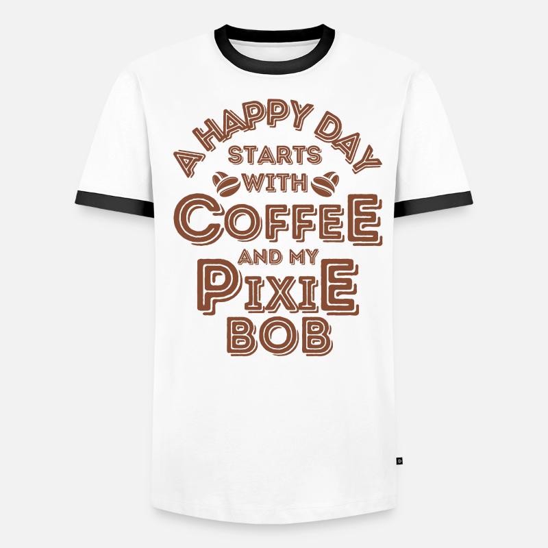 Pixie Bob Katze Kaffee Cafe Männer Kontrast-T-Shirt