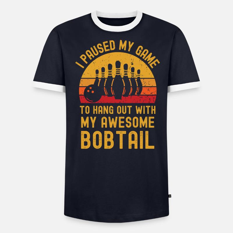 Bowling und Bobtail Männer Kontrast-T-Shirt