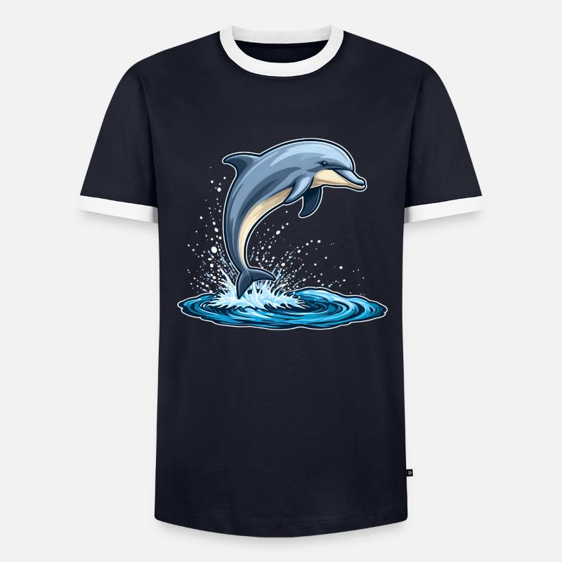 Delfin Männer Kontrast-T-Shirt