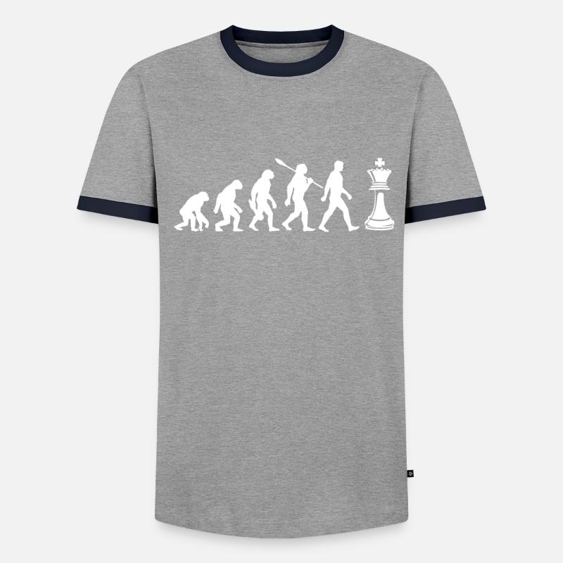 Evolution - Schach - Schachspieler - Männer Kontrast-T-Shirt - Grau meliert/Schwarz