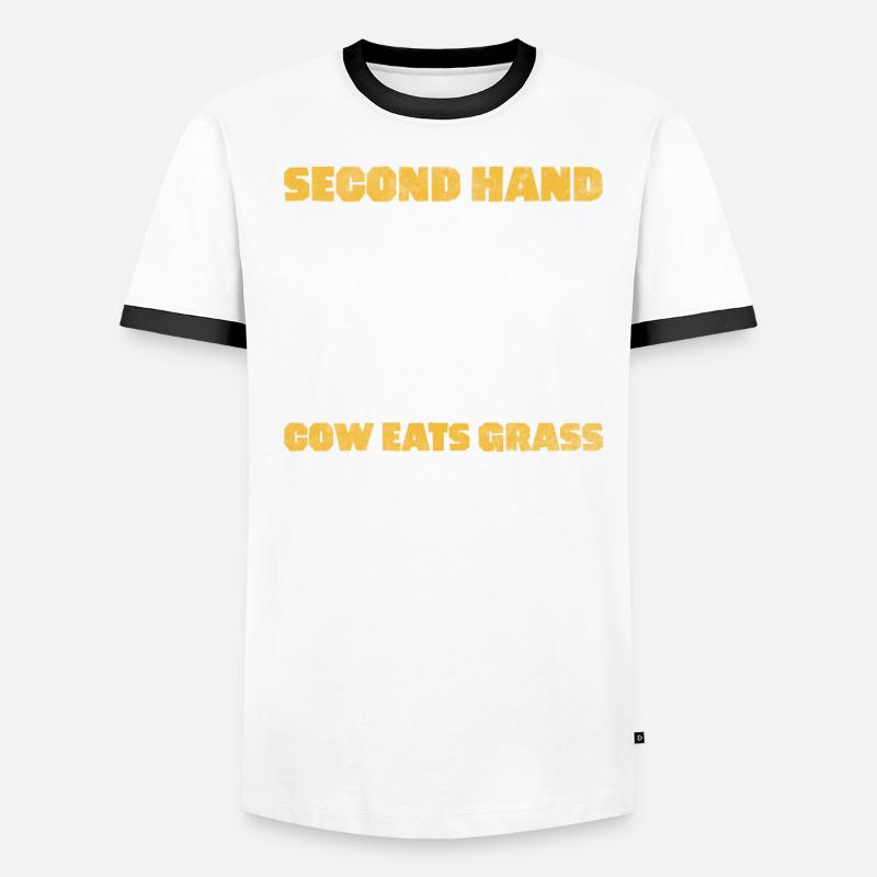 Second Hand Vegetarian Cow Eats Grass Men's Ringer Shirt