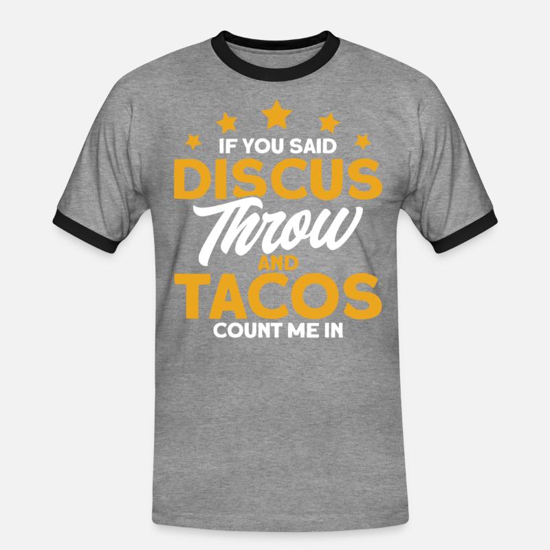Diskuswerfen Diskuswerfer Geschenk - Männer Kontrast-T-Shirt - Grau meliert/Schwarz