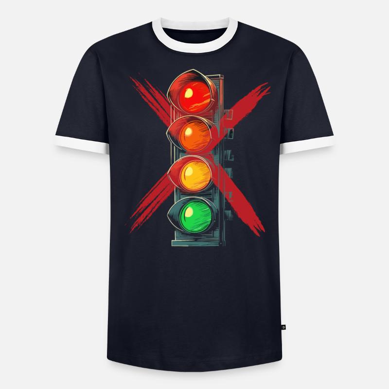 Feu de circulation Panneau d’interdiction gouvernementale T-shirt contrasté Homme