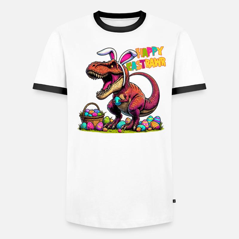 Dinosaur Trex Boys Easter Basket Easter Bunny Merry Men's Ringer Shirt