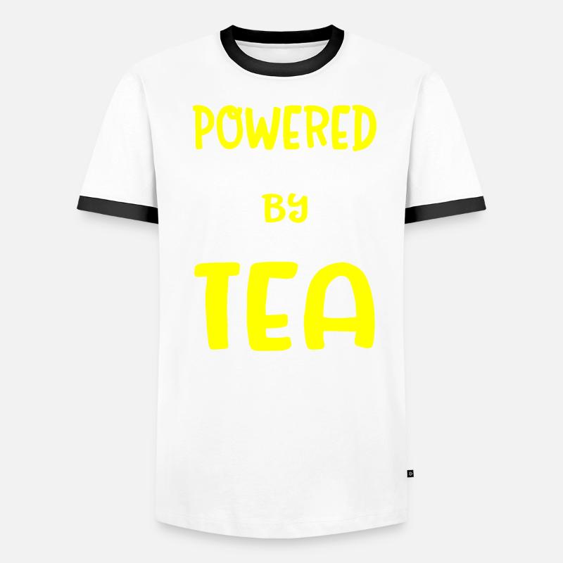 Tea Lover Tea Drinker Quotes Powered By Tea Men's Ringer Shirt
