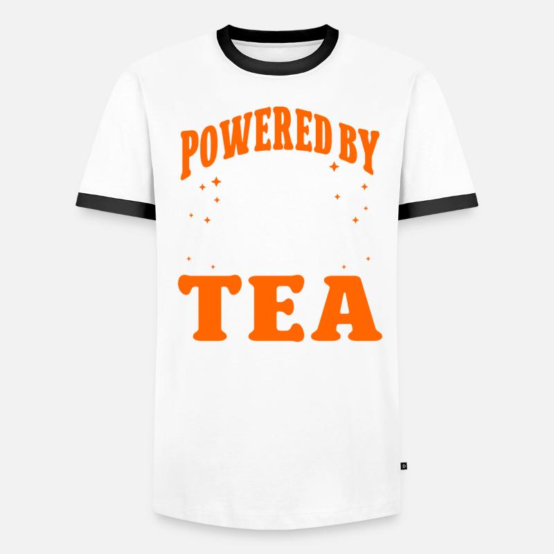 Tea Lover Tea Drinker Quotes Powered By Tea Men's Ringer Shirt