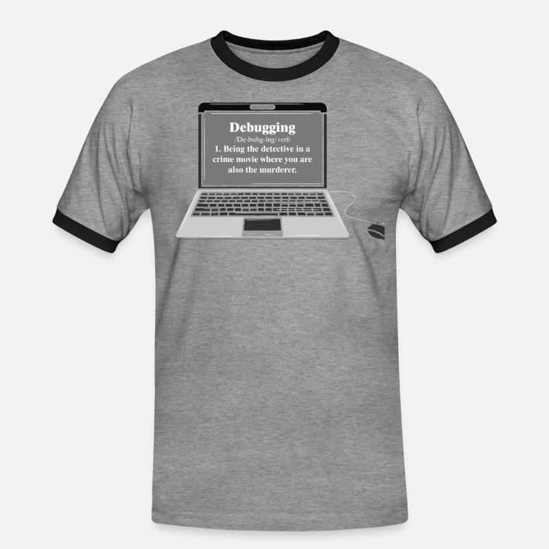 Lustiges Computer Debugging Programmierer Design - Männer Kontrast-T-Shirt - Grau meliert/Schwarz