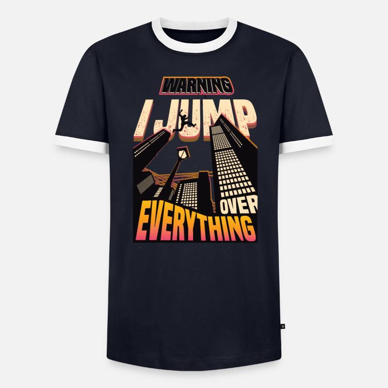 Warning: I jump over everything. Men's Ringer Shirt