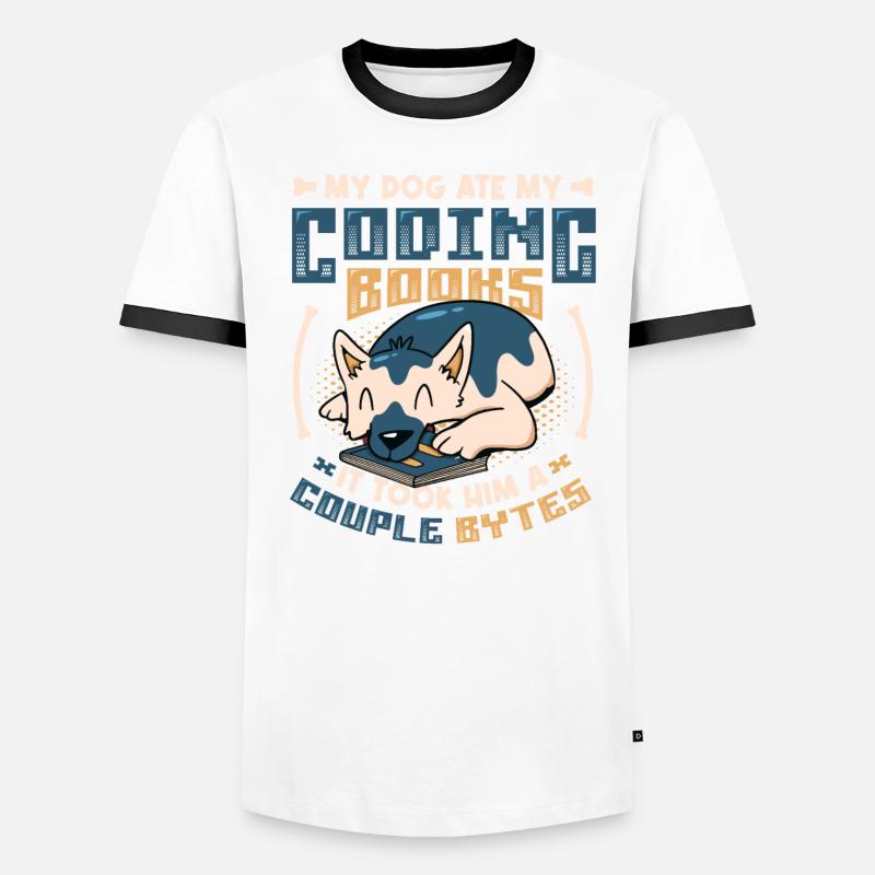 Dog Bytes Code Programmation de blagues informatiques T-shirt contrasté Homme