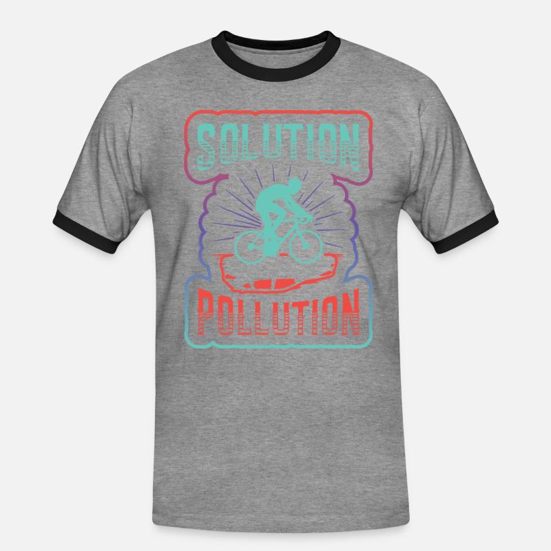 Polution Solution Umweltschutz Radfahren. - Männer Kontrast-T-Shirt - Grau meliert/Schwarz