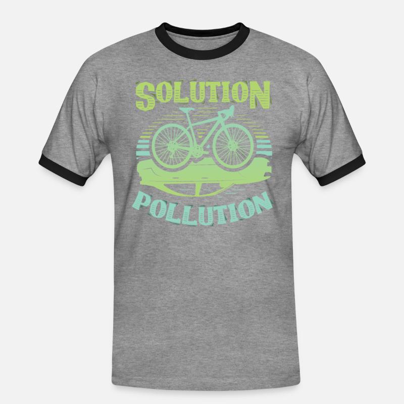 Polution Solution Environmental Protection Cycling - Men's Ringer Shirt - heather grey/black