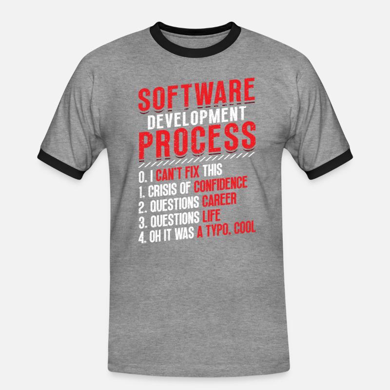 Software development process, programming - Men's Ringer Shirt - heather grey/black