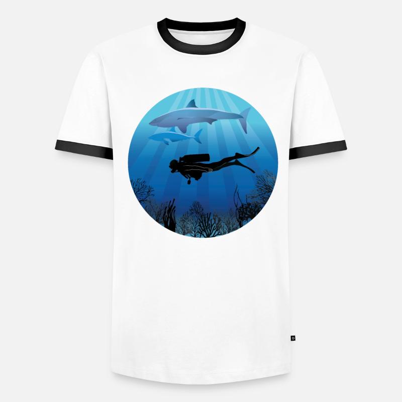 Plongeur plongeur plongeur de plongée de requin T-shirt contrasté Homme