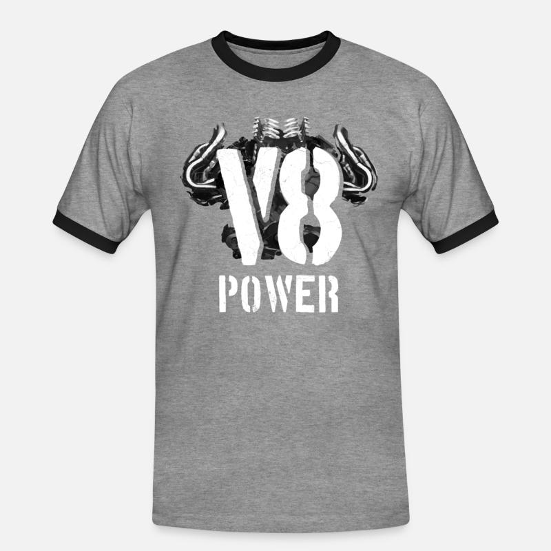 V8 engine engine power - Men's Ringer Shirt - heather grey/black