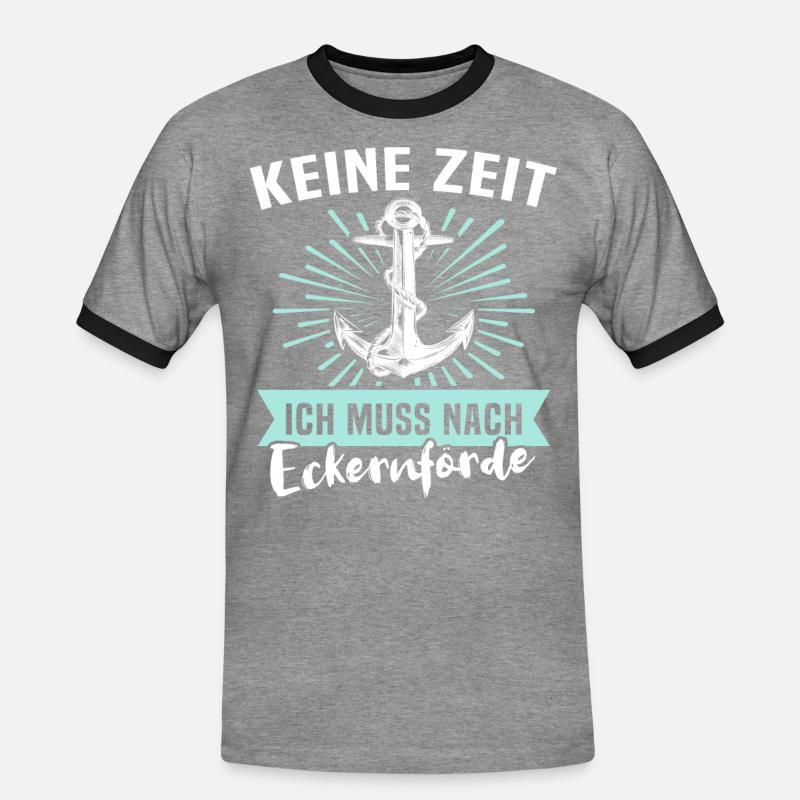 Eckernförde Eckernförder - Männer Kontrast-T-Shirt - Grau meliert/Schwarz
