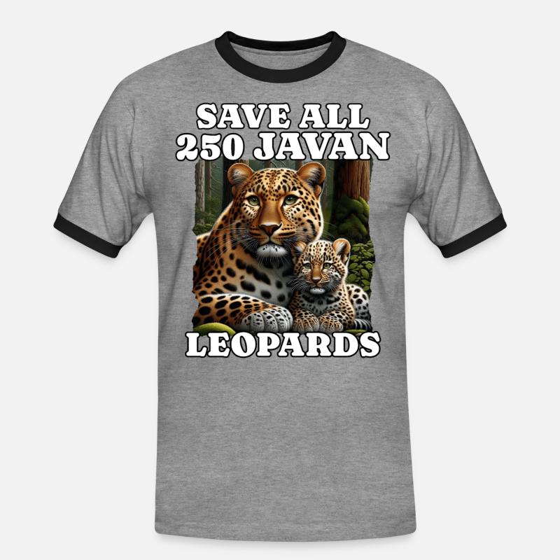 Save Java Leopard - Männer Kontrast-T-Shirt - Grau meliert/Schwarz