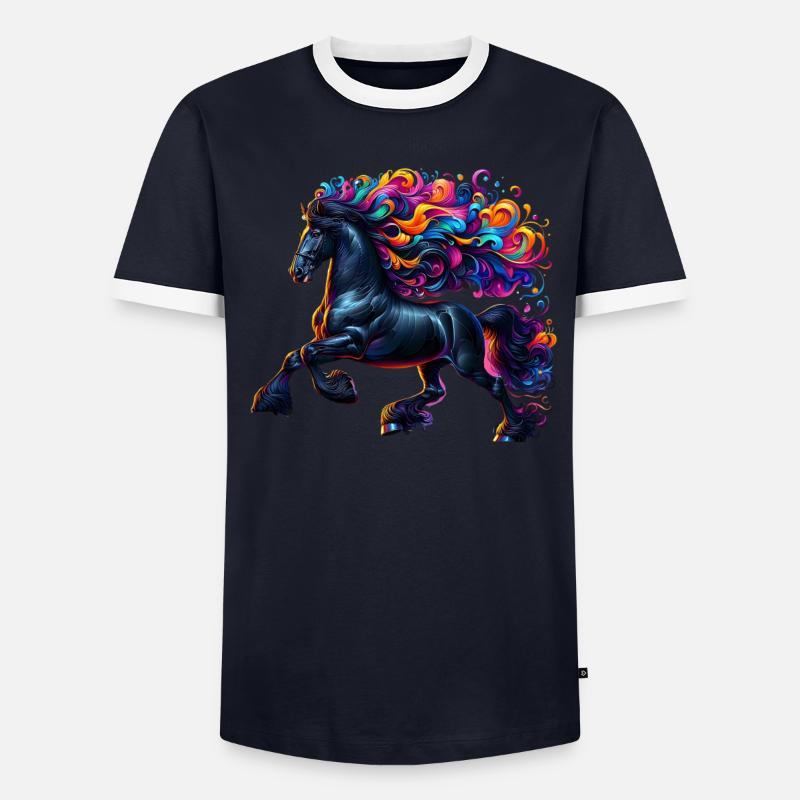 Cheval frison Pferd T-shirt contrasté Homme