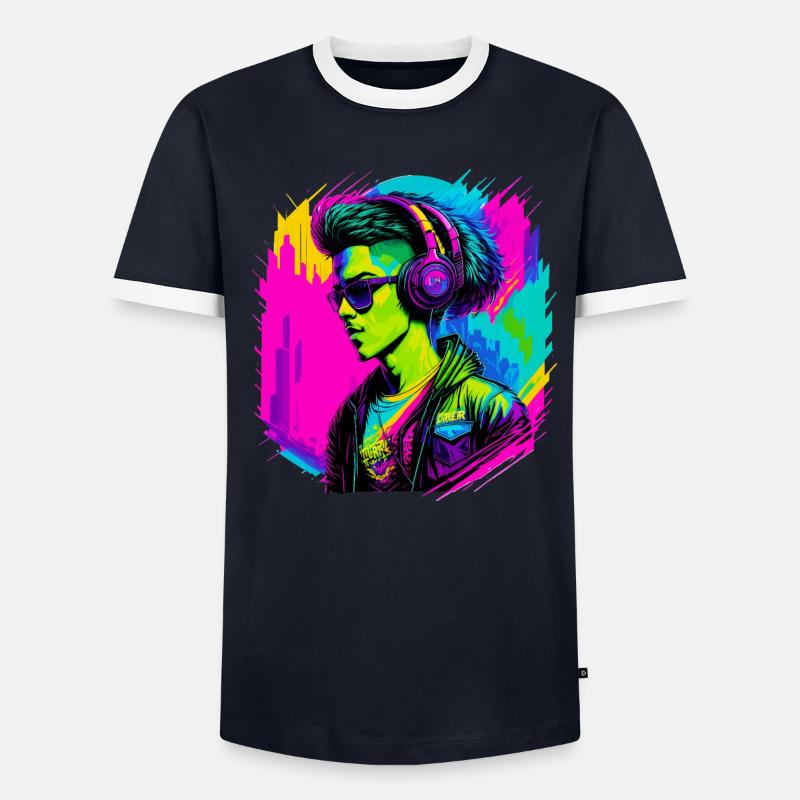 Cyber-Junge Männer Kontrast-T-Shirt