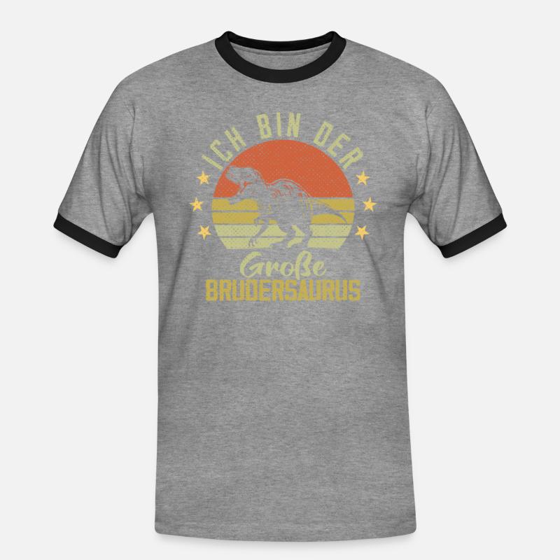 Ich bin der große Brudersaurus - Männer Kontrast-T-Shirt - Grau meliert/Schwarz