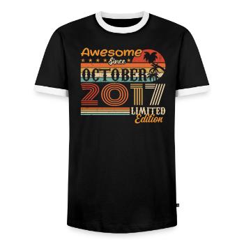 Millésime d’octobre 2017 - Octobre 2017 - T-shirt contrasté Homme - noir/blanc - Devant - AI Model Female 172 light (172cm) & AI Model Male 178 light (178cm)