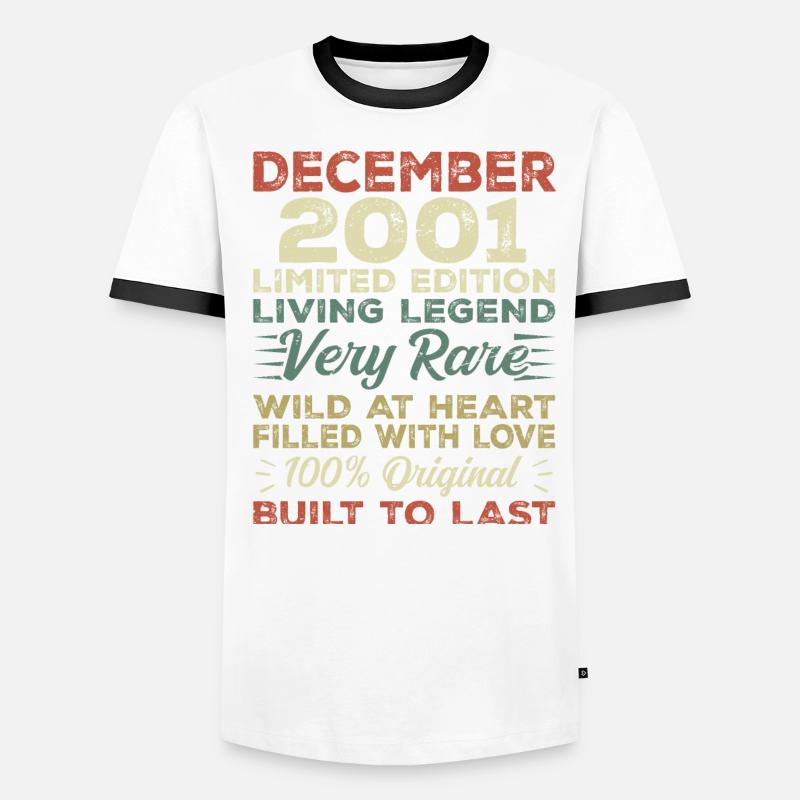 Décembre 2001 - anniversaire Décembre 2001 année T-shirt contrasté Homme