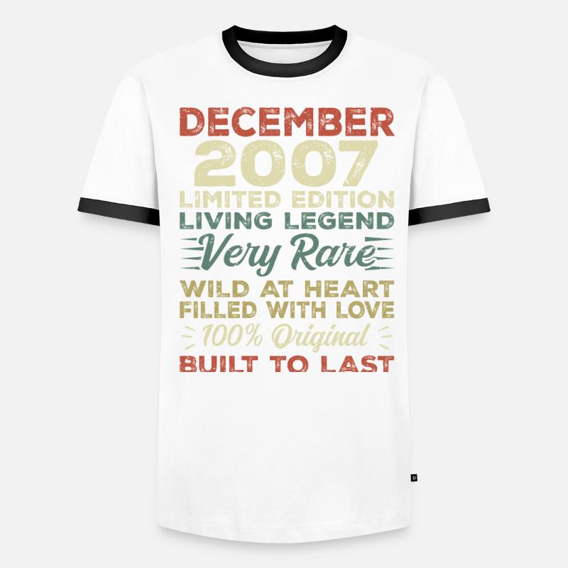 Décembre 2007 - anniversaire Décembre 2007 année T-shirt contrasté Homme