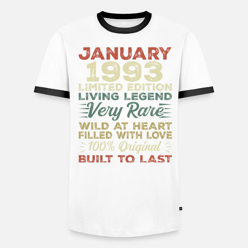 Anniversaire de Janvier 1993 - Janvier 1993, Janvier 1993 T-shirt contrasté Homme