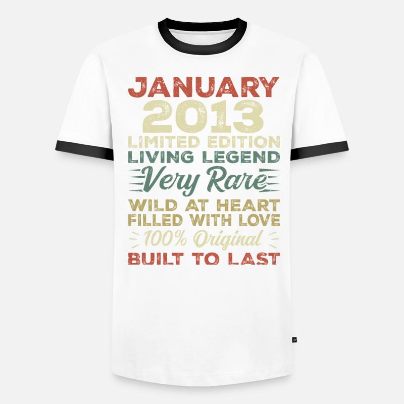 Janvier 2013 Anniversaire - Janvier 2013, Janvier 2013 T-shirt contrasté Homme